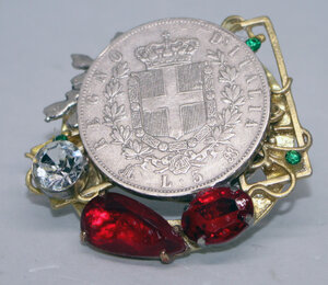 reverse: ANELLO ottone placcato argento fatto a mano. 5 Lire in Argento 1875
