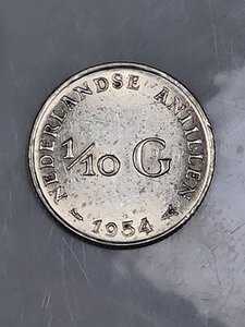 reverse: 1/10 DI GULDEN 1954 ANTILLE OLANDESI SPL+ (NC)