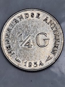 reverse: 1/4 DI GULDEN 1954 ANTILLE OLANDESI SPL+ (NC)