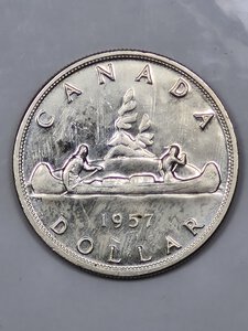 reverse: 1 DOLLARO 1957 CANADA SPL+