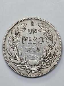 obverse: 1 PESO 1895 CILE  MB (NC)