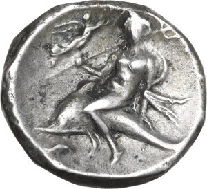 reverse: Southern Apulia, Tarentum. AR Nomos, c. 340-332 BC