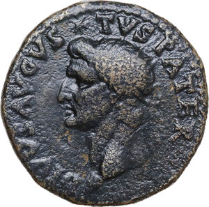 obverse: Divus Augustus (died 14 AD).. AE As. Restoration issue under Titus, AD 80-81