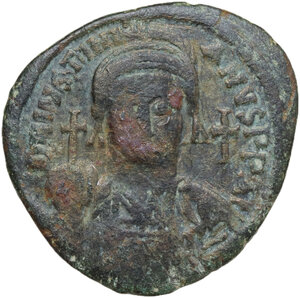 obverse: Justinian I (527-565).. AE Half Follis, Carthage mint, 537-538