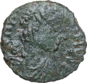 obverse: Justinian I (527-565).. AE Half Follis, Salona mint, 552-565
