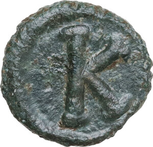 reverse: Justinian I (527-565).. AE Half Follis, Salona mint, 552-565