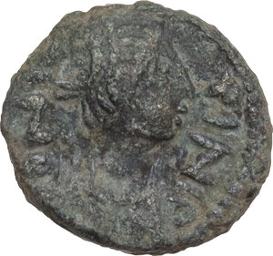 obverse: Justinian I (527-565).. AE Pentanummium, uncertain mint