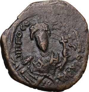 obverse: Phocas (602-610).. AE Half Follis. Nicomedia mint. Dated RY 2 (603/4)