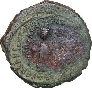 obverse: Heraclius (610-641) with Heraclius Constantine.. AE Follis, Constantinople mint