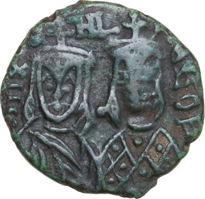obverse: Michael II the Amorian, with Theophilus (820-829).. AE Follis, Syracuse mint