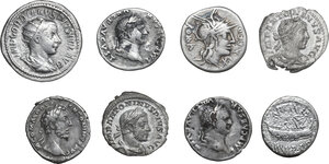 obverse: Roman Republic and Empire.. Multiple lot of eight (8) AR and AE/AR coins from the Roman Republic to the Roman Empire