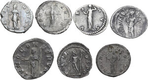 reverse: Roman Republic and Empire.. Multiple lot of seven (7) unclassified AR coins