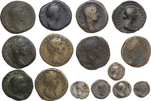 obverse: The Roman Empire.. Multiple lot of fifteen (15) AE and AR unclassified Roman Imperial coins