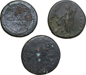 reverse: The Roman Empire.. Multiple lot of three (3) unclassified AE Sestertii of Vespasian