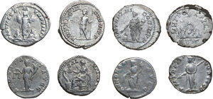 reverse: The Roman Empire.. Lot of 8 unclassified AR Denarii, all from Septimius Severus