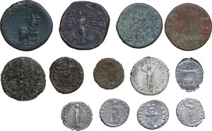 reverse: The Roman Empire.. Multiple lot of thirteen (13) unclassified AE and AR coins