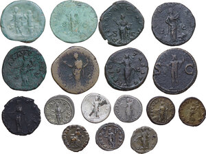 reverse: The Roman Empire.. Multiple lot of seventeen (17) AE and AR unclassified Roman Imperial coins