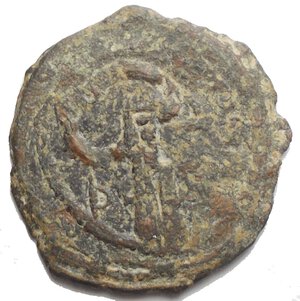 obverse: ORIENTE LATINO. Antiochia. Tancredi (1104-1112). Follis, con S. Pietro stante e croce tra lettere. AE. gr 3,43. qBB 