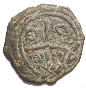 reverse: ORIENTE LATINO. Antiochia. Tancredi (1104-1112). Follis, con S. Pietro stante e croce tra lettere. AE. gr 3,43. qBB 