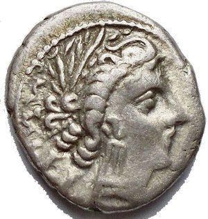 reverse: CELTIC COINS. GALLIA CISALPINA. SALLUVII (?). AR drachma of the Massalia type, scorpion type, 3rd/2nd cent. century B.C. BC; 2.76g Artemis head r.//Lion r. with a scorpion-like head. Dembski 115 ff. aEF