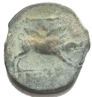 reverse: Apulia Arpi (Circa 325-250 a.C.) AE 20,6 mm. D/ testa di Zeus a sinistra. R/ Cinghiale a destra, sopra lancia. 7.2 gr. HN Italy 642. BB-SPL/BB+