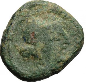 obverse: Central and Southern Campania, Capua (?). AE coins, 3rd century BC. D/ Wreathed head of Dionysos right. R/ Lion or panther right.  SNG Cop. 342.  R. 19,7 mm, 10,03 g. Dark emerald green patina. VF. An interesting  coin, rare and heavy 