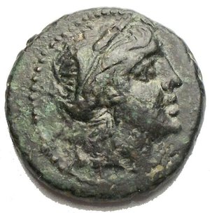 obverse: METAPONT. AE-17.6mm. 3rd century BC Chr. Head of Demeter with wreath of corn r. Rev: META; 2 ears of corn, dot in between. SNG COP. 1257. SNG Munich -. SNG ANS 600. Green patina. EF