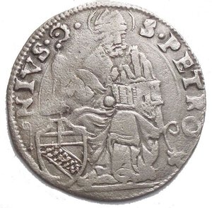 obverse: Zecche Italiane. Bologna. Clemente VII (1523-1534). Carlino. CNI 36. AG. Stemma Cybo. qBB/BB.