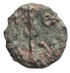 reverse: CRETE, Polyrhenion. Circa 330-280 BC. Æ 11.5 mm (0.88 gm). Round shield; in center, bull s head facing / Spear point. SNG Copenhagen 534; BMC Crete pg. 68, 15-17. Good F