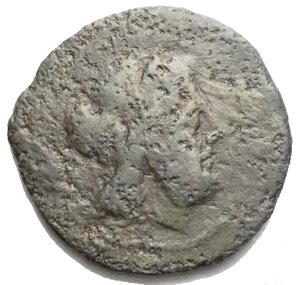 obverse: Crescent series Æ Semis. Rome, 207 BC. Laureate head of Saturn right, S behind / Prow right, S and crescent above. Crawford 57/4. 9.91 g, 27.62mm. Rare. Good F