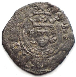 obverse: Napoli. Carlo II d Angiò (1285-1309) Denaro regale. D/ Busto frontale. R/ Croce gigliata. MI, 0.81 gr. P.R.4. qBB. Patina