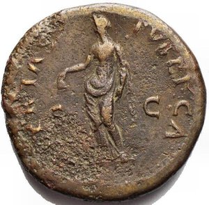 reverse: Galba (68-69) Sestertius Rome, late summer of 68 AD. AE (g 25.01; mm 34.7) d/ ser galba imp caesar avg pon ma trp , laureate bust to the right r/ LIBERTAS PVBLICA Libertas standing towards the left. holds pileus and scepter; on the sides S - C. Green brown patina.