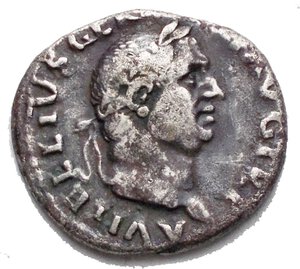 obverse: Vitellio (69), Roma. AR Denarius (3,3gr. – 19mm.). Rome. d/ A VITELLIVS GERM IMP AVG TRP r/ Vittoria seduta a sinistra con ghirlanda e palma. BB. R
