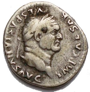 obverse: Vespasian 69-79. Denarius, Rome, 75, AG 3.48 g d/IMP CAESAR VESPASIANVS AVG r/PON MAX TR P COS VI Ref: C 366, RIC 90. Vf/goodF