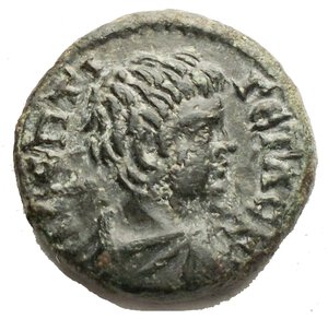 obverse: Geta (Caesar, 198-209). Ae. MOESIA INFERIOR. Marcianopolis.  Obv: Π CЄΠTI ΓЄTAC K. Bareheaded, draped and cuirassed bust right. Rev: MAPKIANOΠOΛITΩN. Thanatos standing slightly left, with legs crossed and leaning upon torch set upon altar. Varbanov 1110. Condition: a EF. Green patina Weight: 3.33 g. Diameter: 16.45 mm.