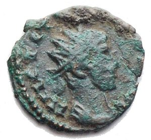 obverse: Impero Romano - Vittorino. 269-271 d.C. Antoniniano. Ae. Peso g 0,99.. Diametro mm 13,8. BB+. Patina verde