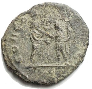 reverse: AURELIAN, (A.D. 270-285), AE As, (5.6 g), obv. laureate, draped and cuirassed bust right, around IMP AVRELIANVS AVG, rev. Aurelian and Severina clasping hands, radiate bust of Sol, right, above them, around CONCORDIA AVG, (S.11646, RIC 80, C.35)