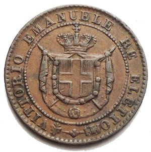 reverse: RE ELETTO - VITTORIO EMANUELE II, 1 Centesimo 1859 (I tipo), Rame 950/.. (Cu) (Birmingham) 15mm 1g. Gig 19, B13717D