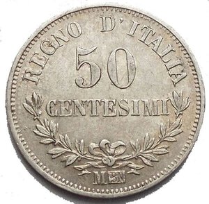 reverse: Casa Savoia - Vittorio Emanuele II. 50 Centesimi 1863 Milano Valore. Gig 76.  SPL+. Piccolo tocco al bordo.