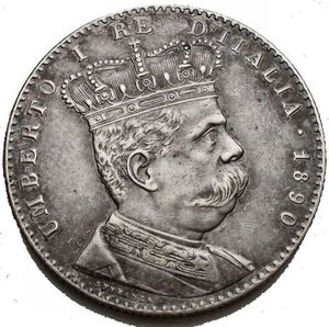 obverse: Casa Savoia - Umberto I (1890-1896). Eritrea. 2 lire 1890. Pag. 632. AG. NC. qSPL. Patina