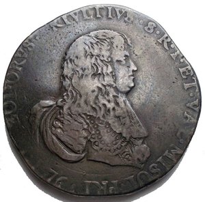 reverse: RETEGNO - Antonio Teodoro Trivulzio (1676-1678) - Doppio filippo - 1676 - Busto a d. e sotto data - R/ Stemma coronato - AG R CNI 7/17; MIR 899/1 gr 54,9 qBB Patina