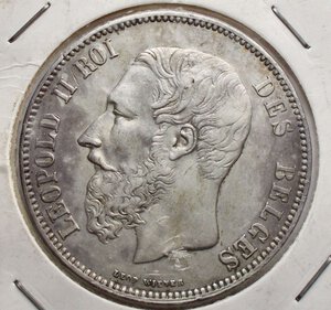obverse: Belgio 5 Franchi 1875 Spl