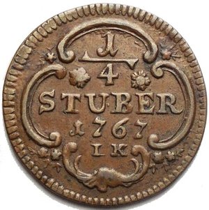 obverse: Köln. 1/4 Stüber, 1767. 2,45 g. 21,3 mm. vz