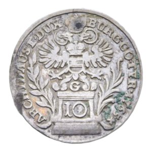reverse: AUSTRIA MARIA TERESA 10 KREUZER 1765 AG. 3,63 GR. BB