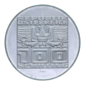 reverse: AUSTRIA 100 SCHILLING 1975 AG. 23,91 GR. PROOF (PATINATA)