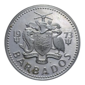 reverse: BARBADOS 5 DOLLARI 1973 AG. 31,24 GR. PROOF (PATINATA)