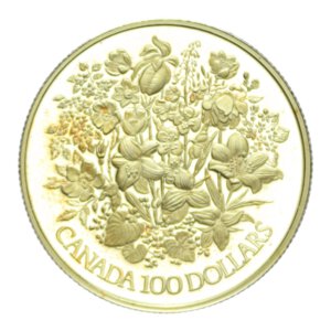 reverse: CANADA ELISABETTA II 100 DOLLARI 1977 AU. 16,96 GR. IN COFANETTO PROOF
