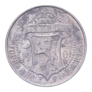 reverse: CIPRO VICTORIA 4 1/2 PIASTRE 1901 AG. 2,82 GR. BB-SPL