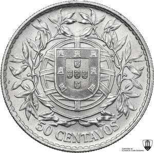 reverse: Portugal.  First Republic (1910-1926). 50 centavos 1916