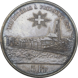 reverse: Switzerland.  Federal Shooting. 5 francs 1881, Fribourg